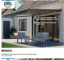 Castorama Store banne manuel gris 4 x 3 m avec semi-coffre Jagua offre