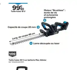 Castorama Taille-haies 18 V sur batterie Mac Allister offre
