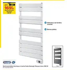Castorama DELONGHI Sèche-serviettes électrique à inertie fluide Marquis blanc 500W offre