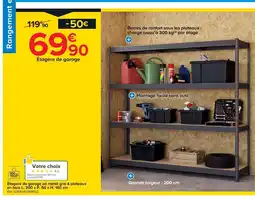 Castorama Étagère de garage en métal gris 4 plateaux en bois offre