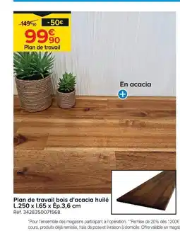 Castorama Plan de travail bois d'acacia huilé offre