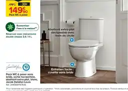 Castorama Pack WC à poser sans bride, sortie horizontale, abattant extra-plat, blanc, Jacob Delafon Louis offre
