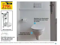 Castorama Pack WC suspendu avec bâti + WC sans bride Jacob Delafon Louis offre
