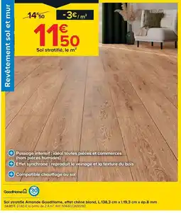 Castorama GOODHOME Sol stratifié Amande, effet chêne blond offre