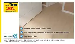 Castorama GOODHOME Lame PVC clipsable Mambo, effet bois naturel offre
