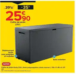 Castorama KETER Coffre de jardin Emily polypropylène coloris marron offre