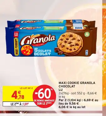 LU Maxi cookie granola chocolat