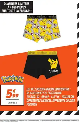 Netto POKEMON Lot de 2 boxers garçon composition: 95% coton et 5% élasthanne offre