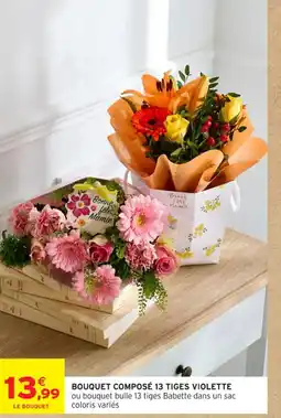 Intermarché Contact Bouquet composé 13 tiges violette offre
