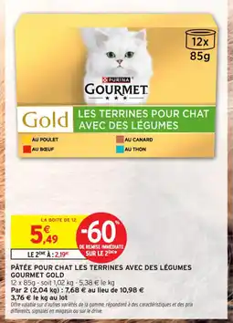 Intermarché Contact GOURMET GOLD Pâtée pour chat les terrines avec des légumes offre