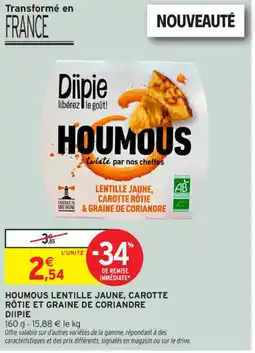 Intermarché Contact DIIPIE Houmous lentille jaune, carotte rôtie et graine de coriandre offre