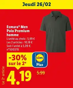Lidl ESMARA Men Polo Premium homme offre