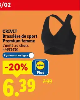Lidl CRIVIT Brassière de sport Premium femme offre