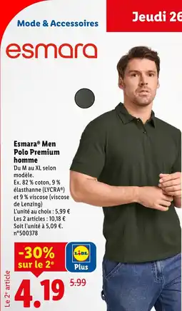 Lidl ESMARA Men Polo Premium homme offre