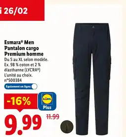 Lidl ESMARA Men Pantalon cargo Premium homme offre