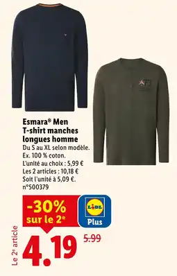 Lidl ESMARA Men T-shirt manches longues homme offre