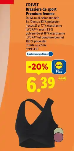 Lidl CRIVIT Brassière de sport Premium femme offre