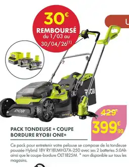 Point Vert Ryobi pack tondeuse + coupe bordure one+ offre