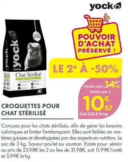 Point Vert Yock nutrition croquettes pour chat stérilisé saveur poulet offre