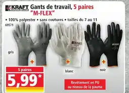 Norma Kraft werkzeuge gants de travail, 5 paires ”m-flex” offre