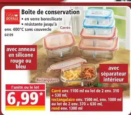 Norma Casa royale boîte de conservation carrée offre