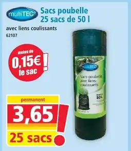 Norma Multitec sacs poubelle 25 sacs de 50 l offre