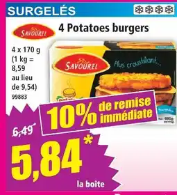 Norma Savourel 4 potatoes burgers offre