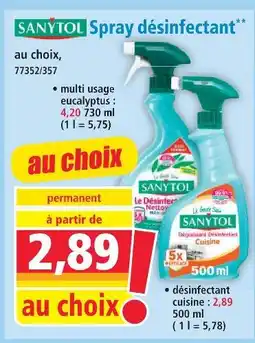 Norma Sanytol spray désinfectant multi usage eucalyptus offre