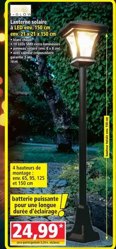 Norma I-glow lanterne solaire à led env. 150 cm offre