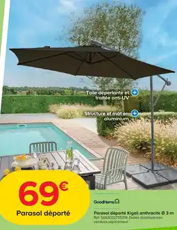 Castorama Goodhome parasol déporté kigali anthracite ø 3 m offre