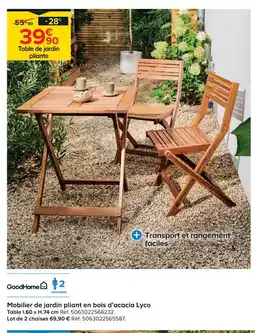 Castorama Goodhome table de jardin pliante en bois d’acacia lyco offre