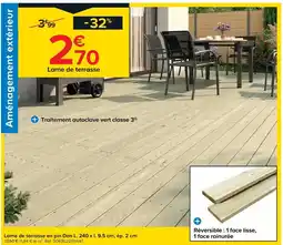 Castorama Lame de terrasse en pin don l. 240 x l. 9.5 cm, ép. 2 cm offre