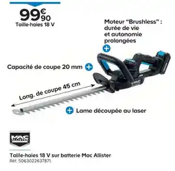 Castorama Mac allister taille-haies 18 v sur batterie offre