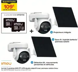 Castorama Imou lot de 2 caméras aov pt lite double objectif avec panneau solaire offre