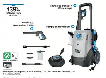 Castorama Mac allister nettoyeur haute pression mac allister 2 200 w - 155 bars - débit 460 l/h offre