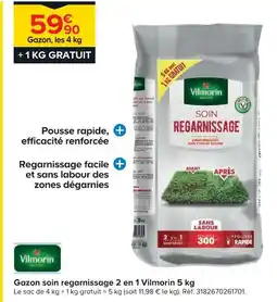 Castorama Vilmorin gazon soin regarnissage 2 en 1 5 kg offre