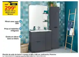 Castorama Meuble de salle de bains à poser h.185 x l.80 cm, anthracite, palermo offre