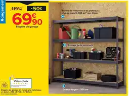 Castorama Étagère de garage en métal gris 4 plateaux en bois l. 200 x p. 50 x h. 180 cm offre
