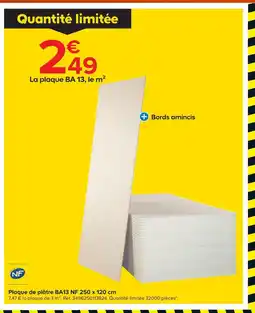 Castorama Plaque de plâtre ba13 nf 250 x 120 cm offre