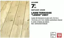 Brico Dépôt Lame terrasse lemihi vert offre