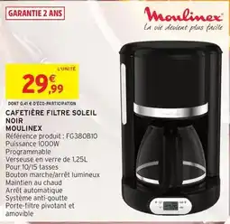Intermarché Moulinex - cafetière filtre soleil noir offre