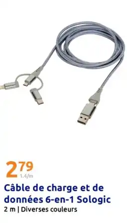 Action Câble de charge et de données 6-en-1 Sologic 2 m offre