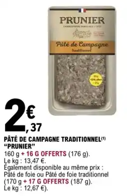 E.Leclerc Pâté de campagne traditionnel prunier offre