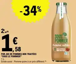 E.Leclerc Pur jus de pommes non traitées sous le pommier offre