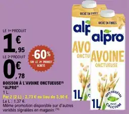 E.Leclerc Boisson à l'avoine onctueuse alpro offre