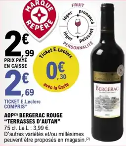 E.Leclerc Aop bergerac rouge terrasses d'autan offre