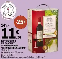 E.Leclerc Igp pays d'oc vin cabernet sauvignon rouge les ormes de cambras offre
