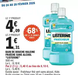 E.Leclerc Listerine - bain de bouche haleine fraîche sans alcool offre