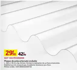 Mr Bricolage Plaque de poiv&carbonate ondulée offre