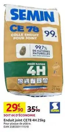 Mr Bricolage Semin - enduit joint ce78 4h 25kg offre